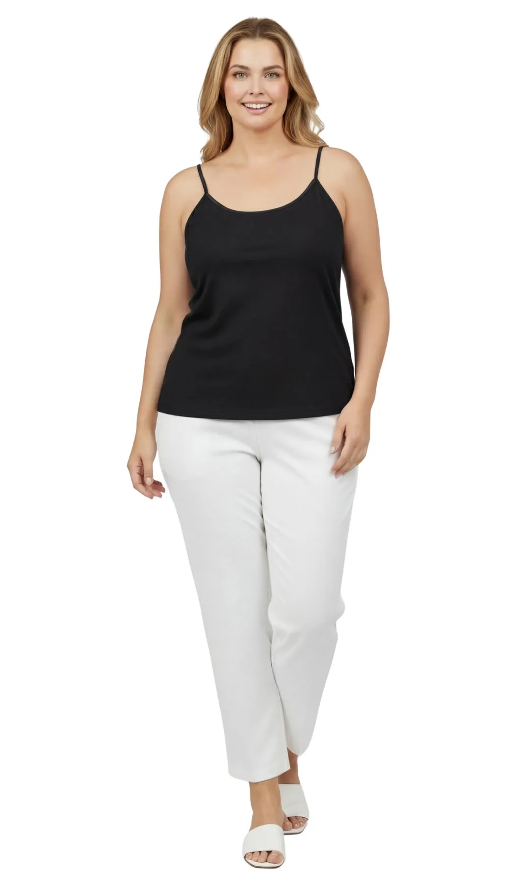 Women's Essential Adjustable Strap Camisole in Soft Cotton Blend Fabric with a built in Shelf Bra sold by Zulily product image thumbnail 3