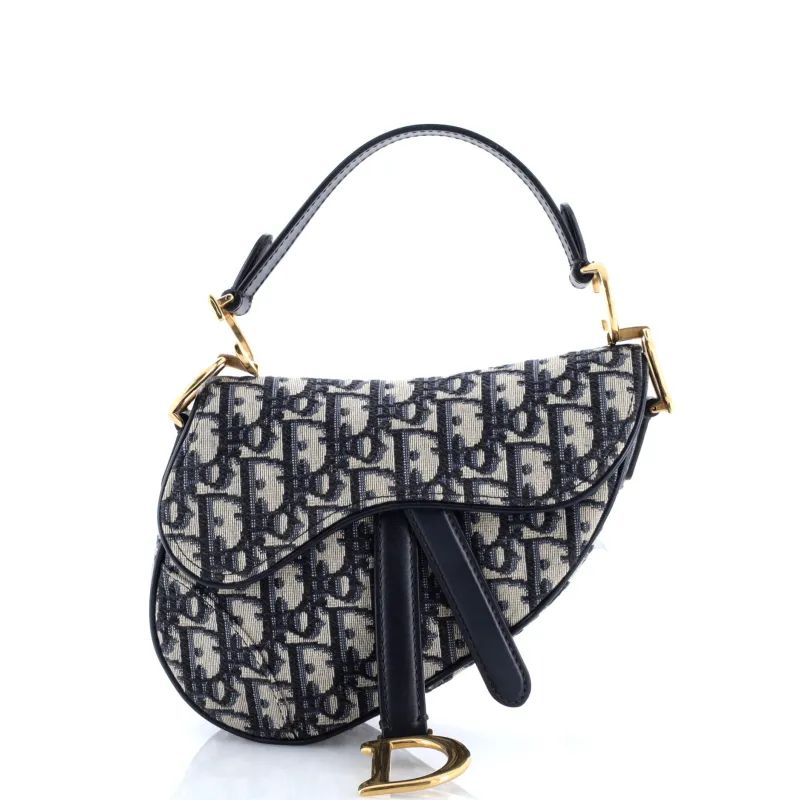 Pre-Loved Christian Dior Saddle Handbag Oblique Canvas Mini made by Dior