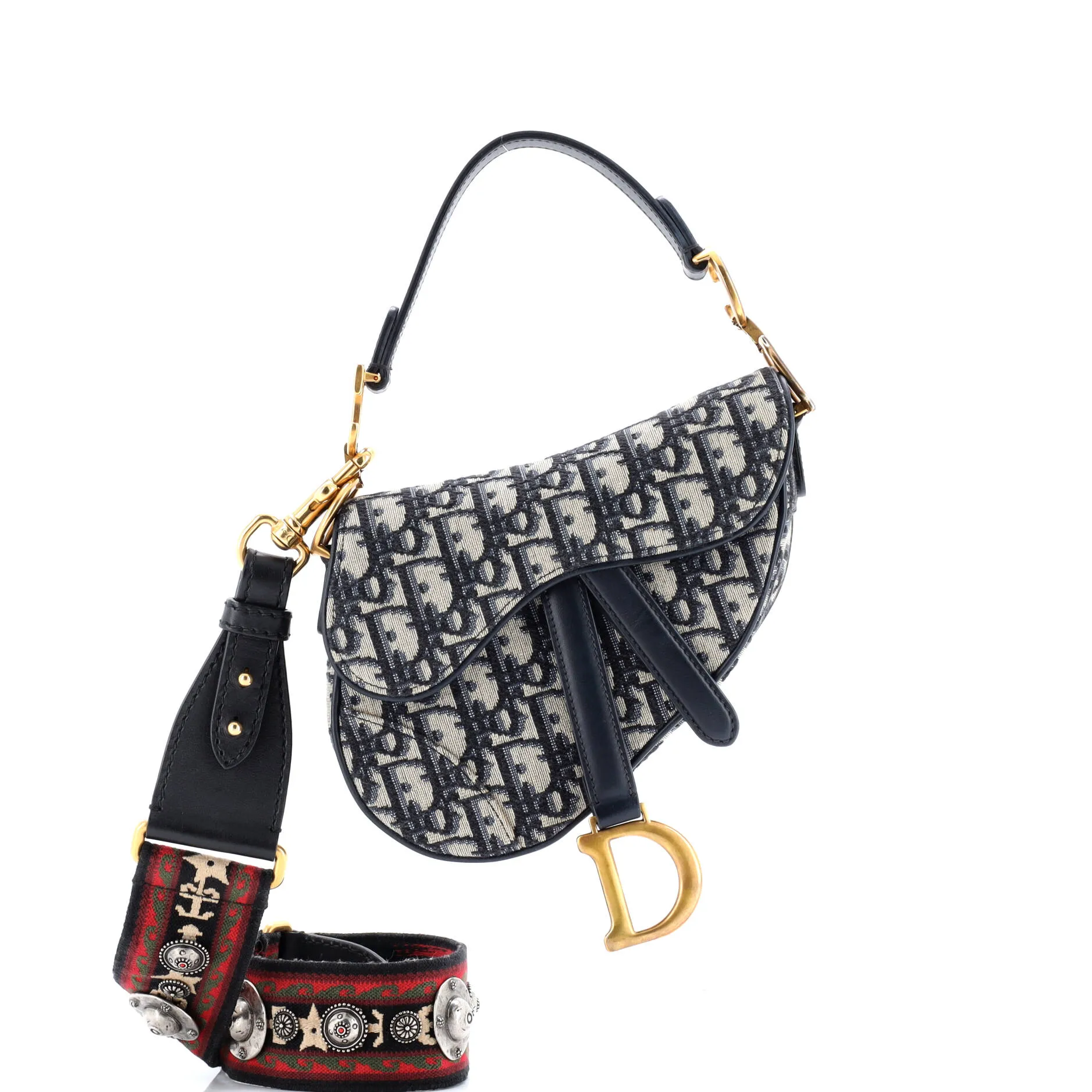 Pre-Loved Christian Dior Saddle Handbag with Strap Oblique Canvas Mini sold by Zulily