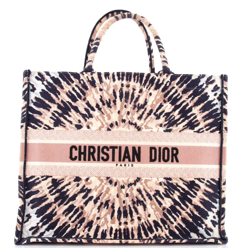 Pre-Loved Christian Dior Book Tote Embroidered Canvas Large made by Dior