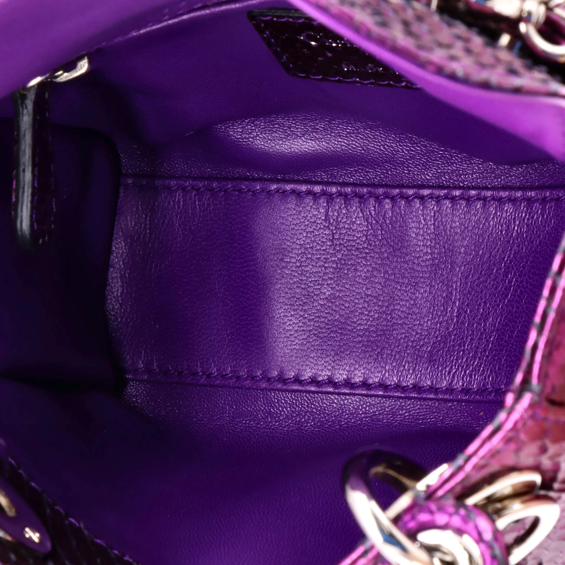 Pre-Loved Christian Dior Lady Dior Chain Bag Metallic Snakeskin Mini sold by Zulily product image thumbnail 5