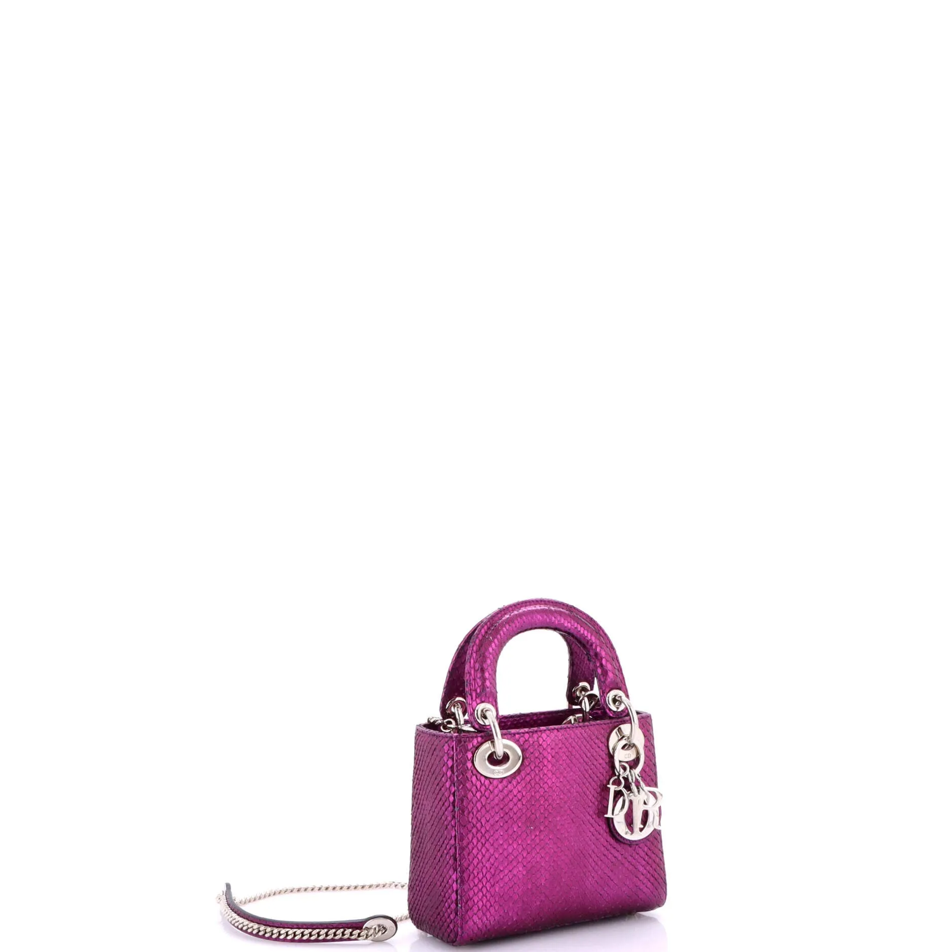 Pre-Loved Christian Dior Lady Dior Chain Bag Metallic Snakeskin Mini sold by Zulily product image thumbnail 2