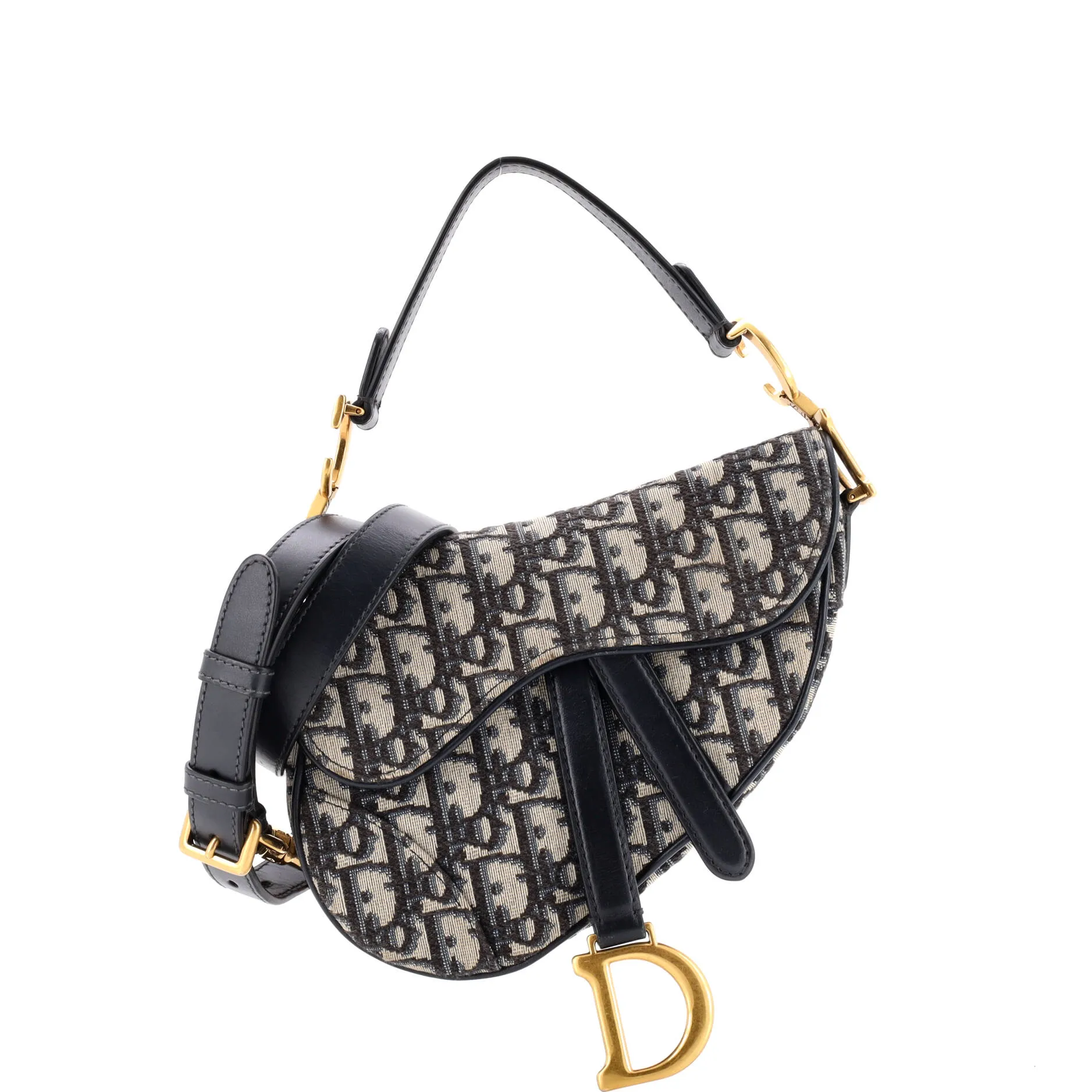 Pre-Loved Christian Dior Saddle Handbag with Strap Oblique Canvas Mini sold by Zulily