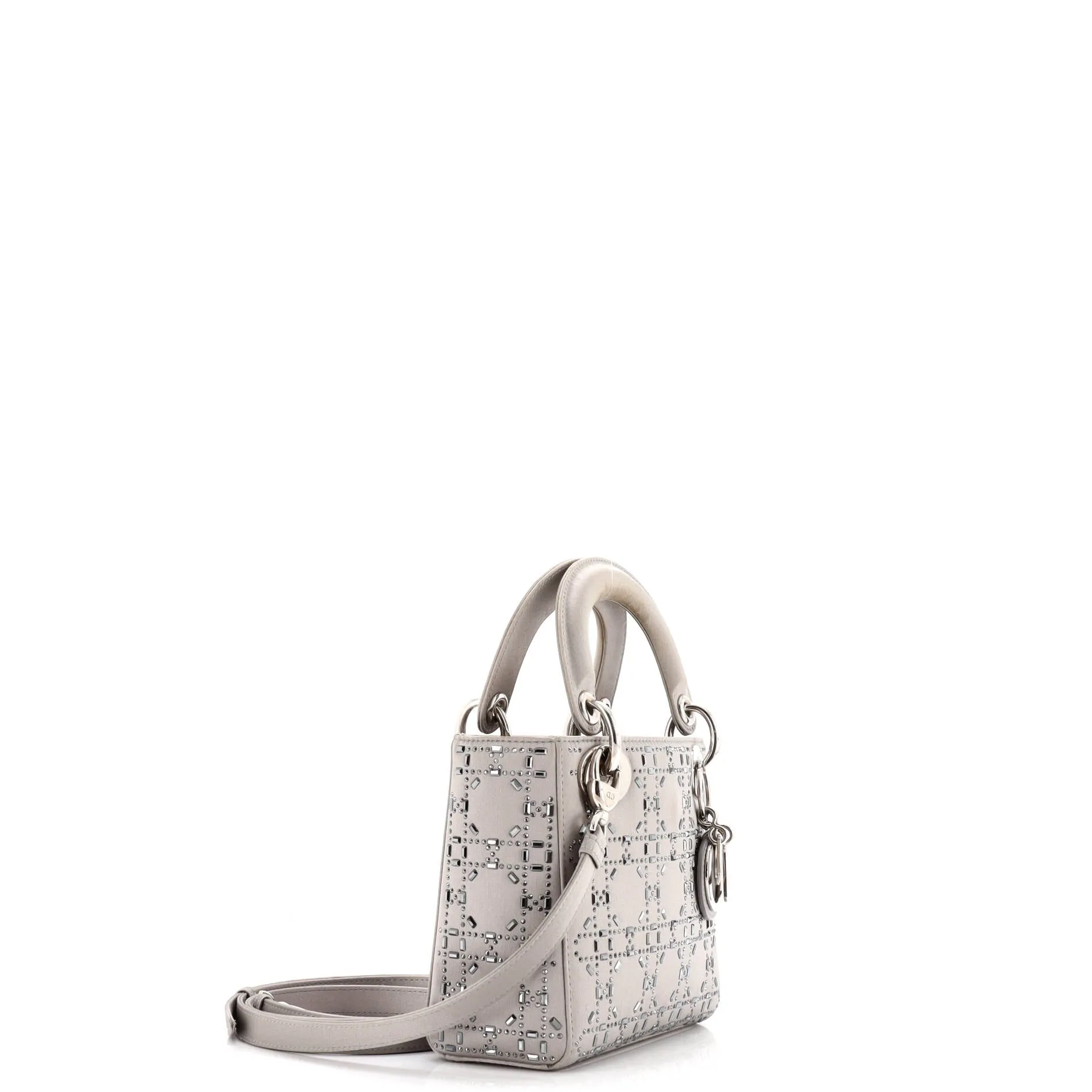 Pre-Loved Christian Dior Lady Dior Bag Crystal Embellished Cannage Quilt Satin Mini sold by Zulily product image thumbnail 2