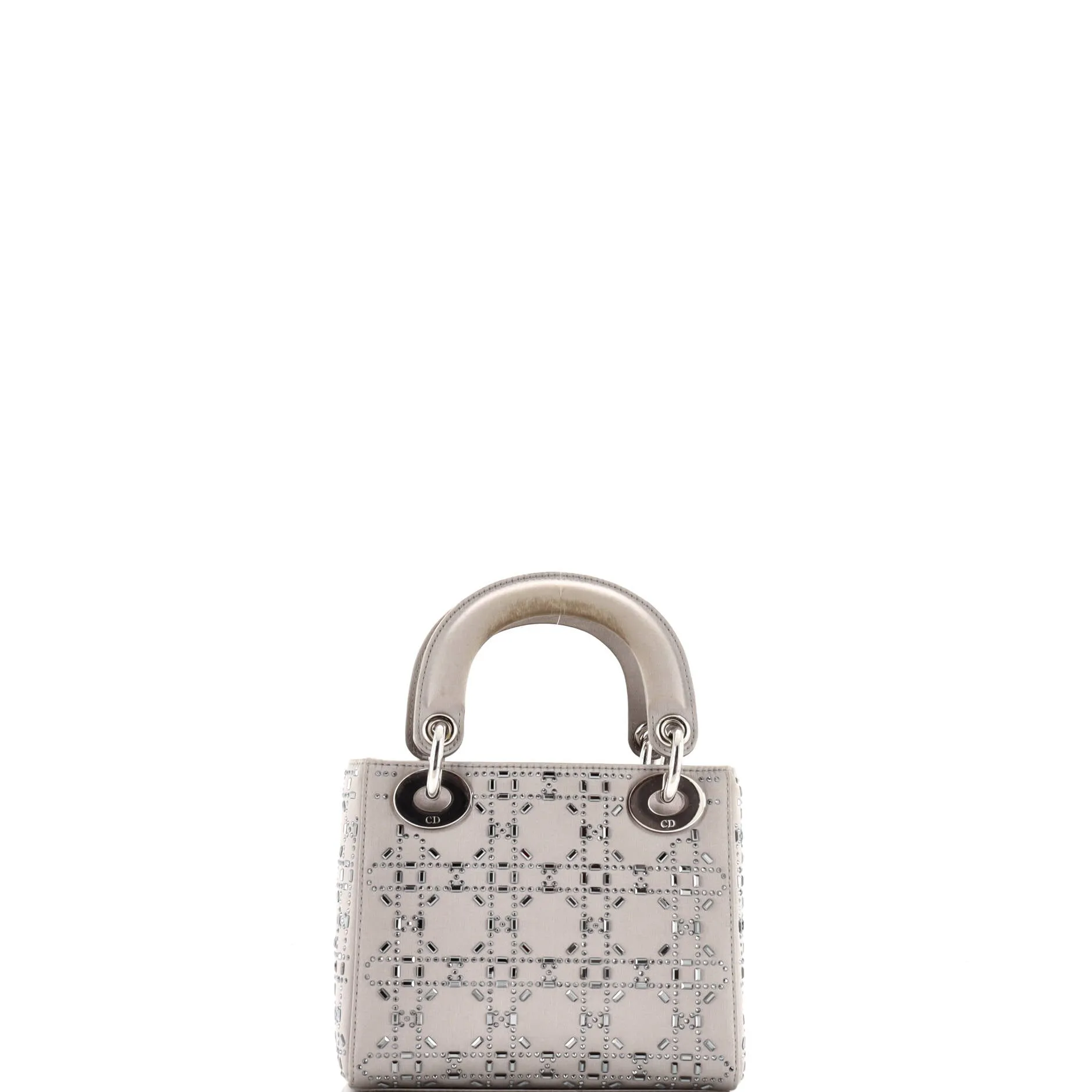 Pre-Loved Christian Dior Lady Dior Bag Crystal Embellished Cannage Quilt Satin Mini sold by Zulily product image thumbnail 3