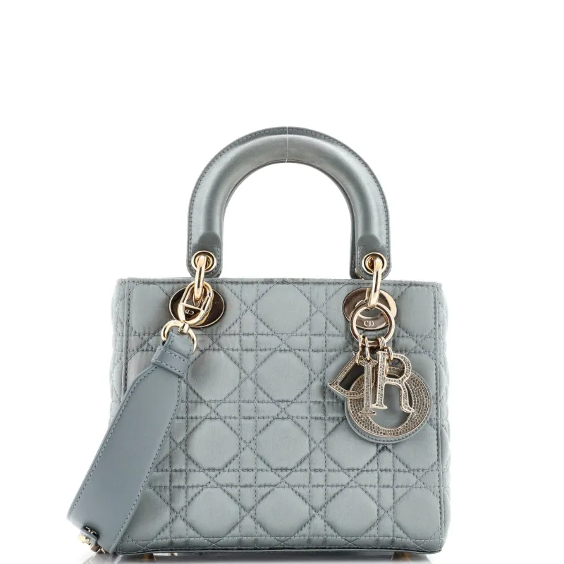 Pre-Loved Christian Dior My ABCDior Lady Dior Bag Cannage Quilt Satin with Crystal Charms made by Dior