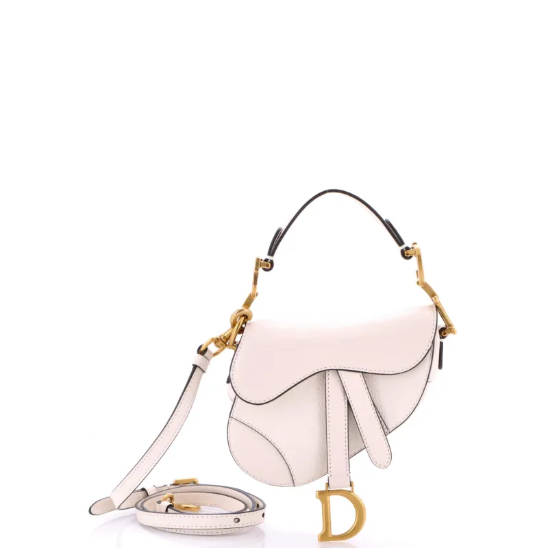 Pre-Loved Christian Dior Saddle Handbag with Strap Leather Micro made by Dior