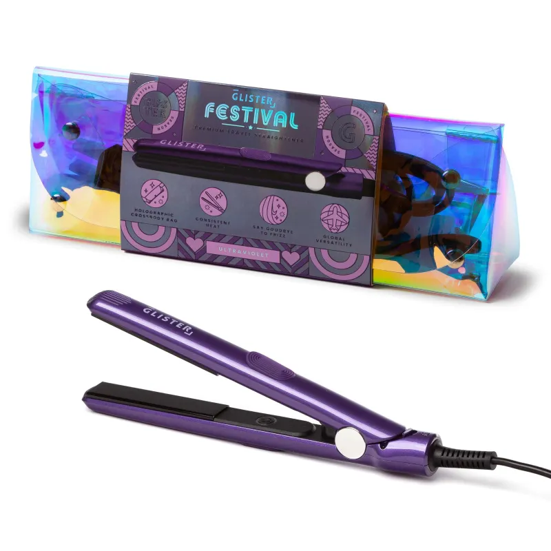 Glister Limited Edition Festival Flat Iron With Holographic Bandolier Bag made by Zulily