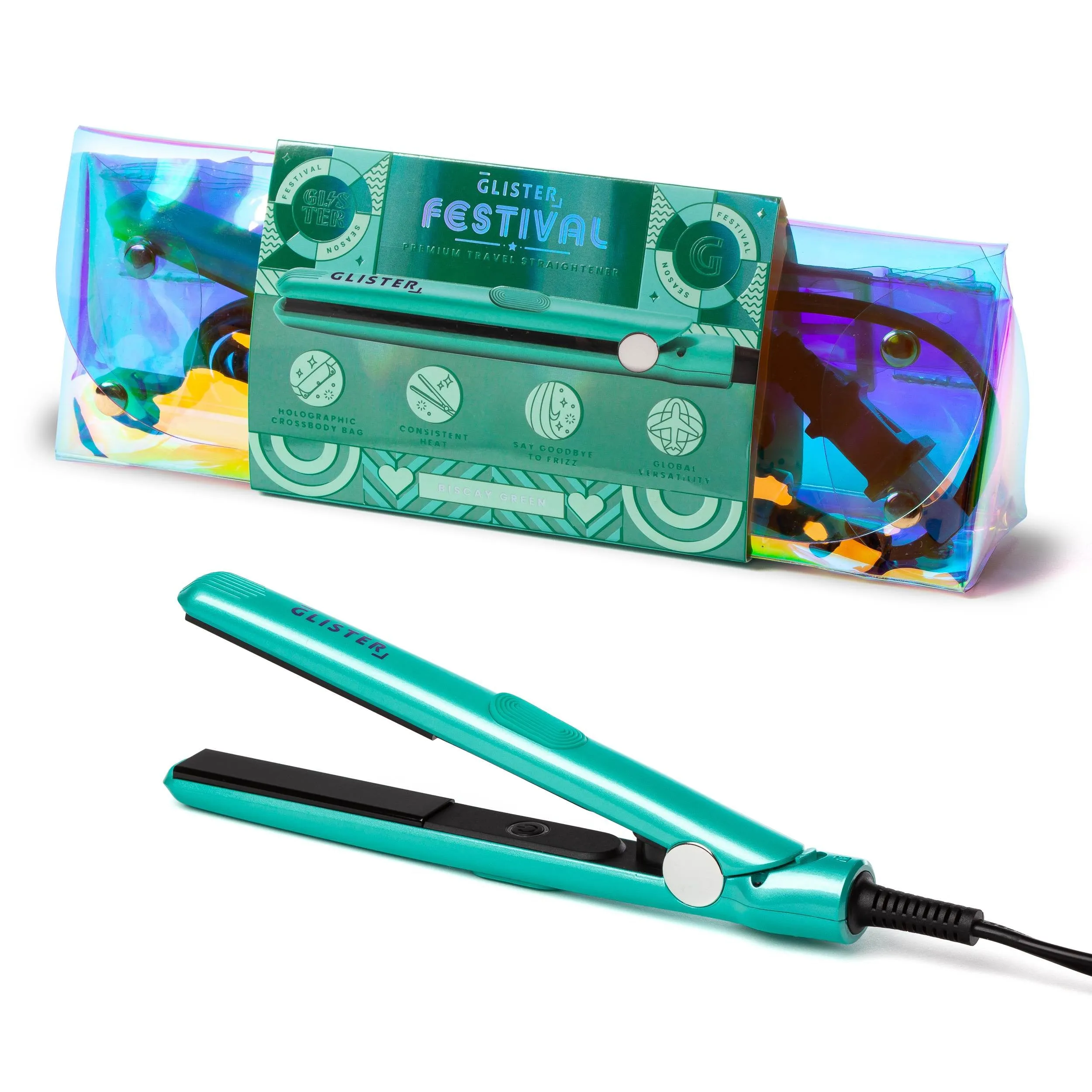 Glister Limited Edition Festival Flat Iron With Holographic Bandolier Bag sold by Zulily product image thumbnail 3