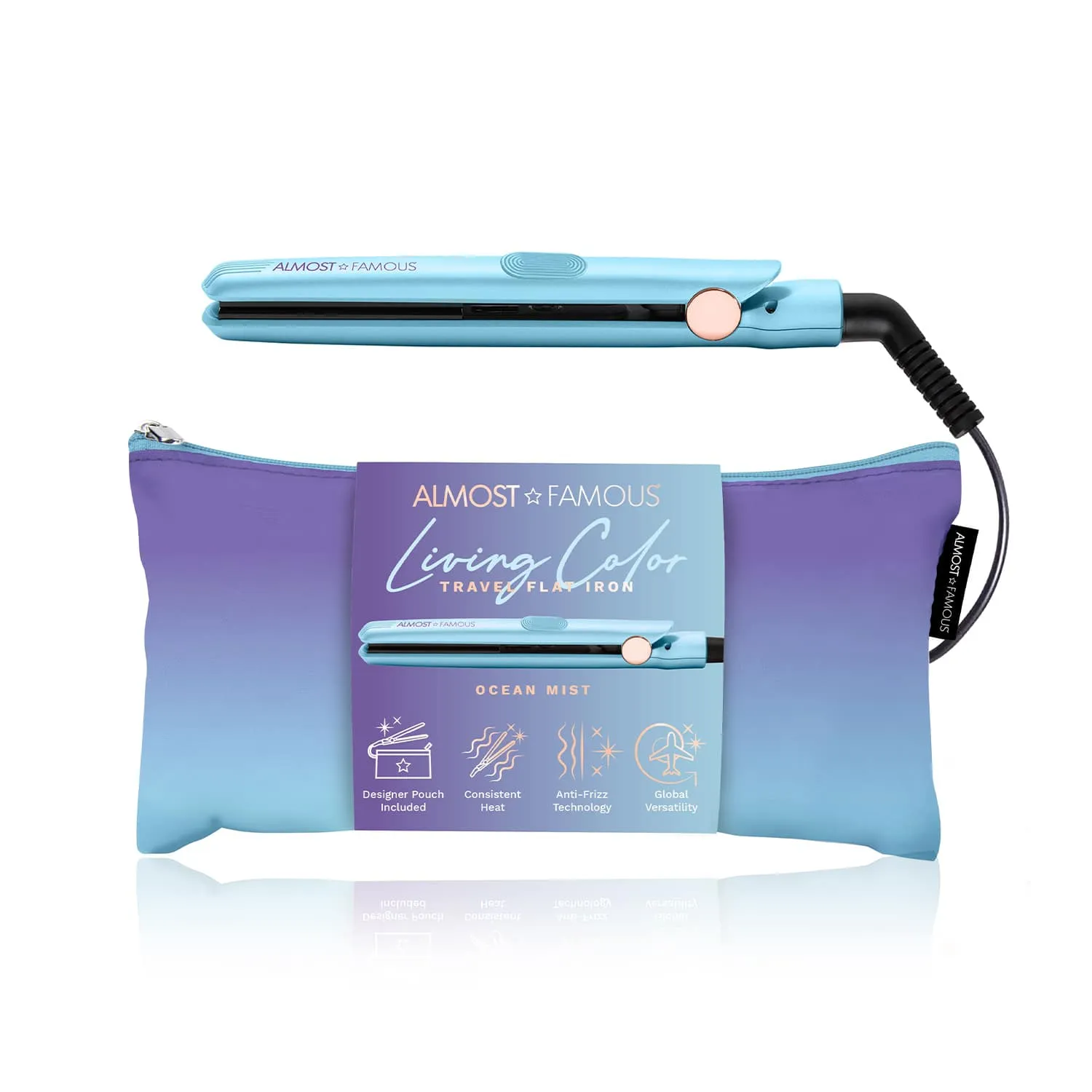 Almost Famous Mini Travel Flat Iron With Travel Pouch sold by Zulily product image thumbnail 2