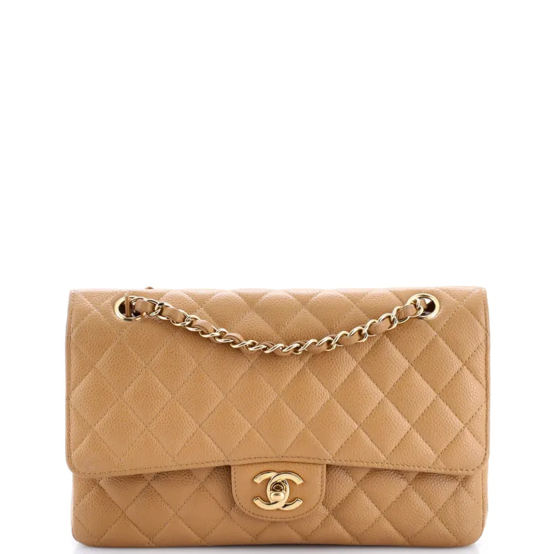 Pre-Loved Chanel Vintage Classic Double Flap Bag Quilted Caviar Medium made by Chanel