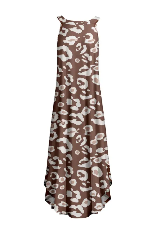 Lily by Firmiana Women's Sleeveless Fishtail Maxi Dress Brown & Cream Ombre Geo Print made by Zulily