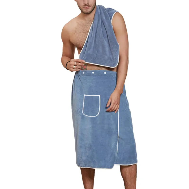 Men's Soft Absorbent Bath Towel Set with Button Closure – 2-Piece Towel Wrap & Towel sold by Zulily