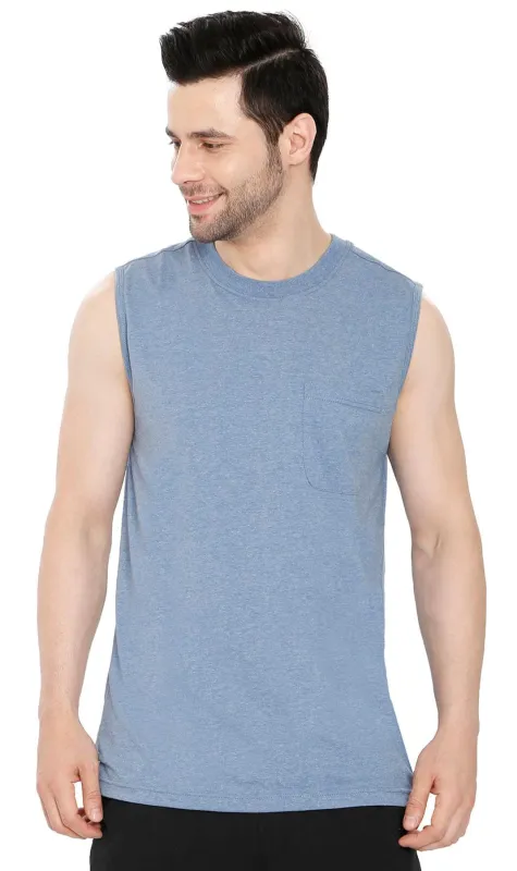 Mens Sleeveless T-Shirt with Pocket - A No Cling Comfort Fit Tank made by Zulily