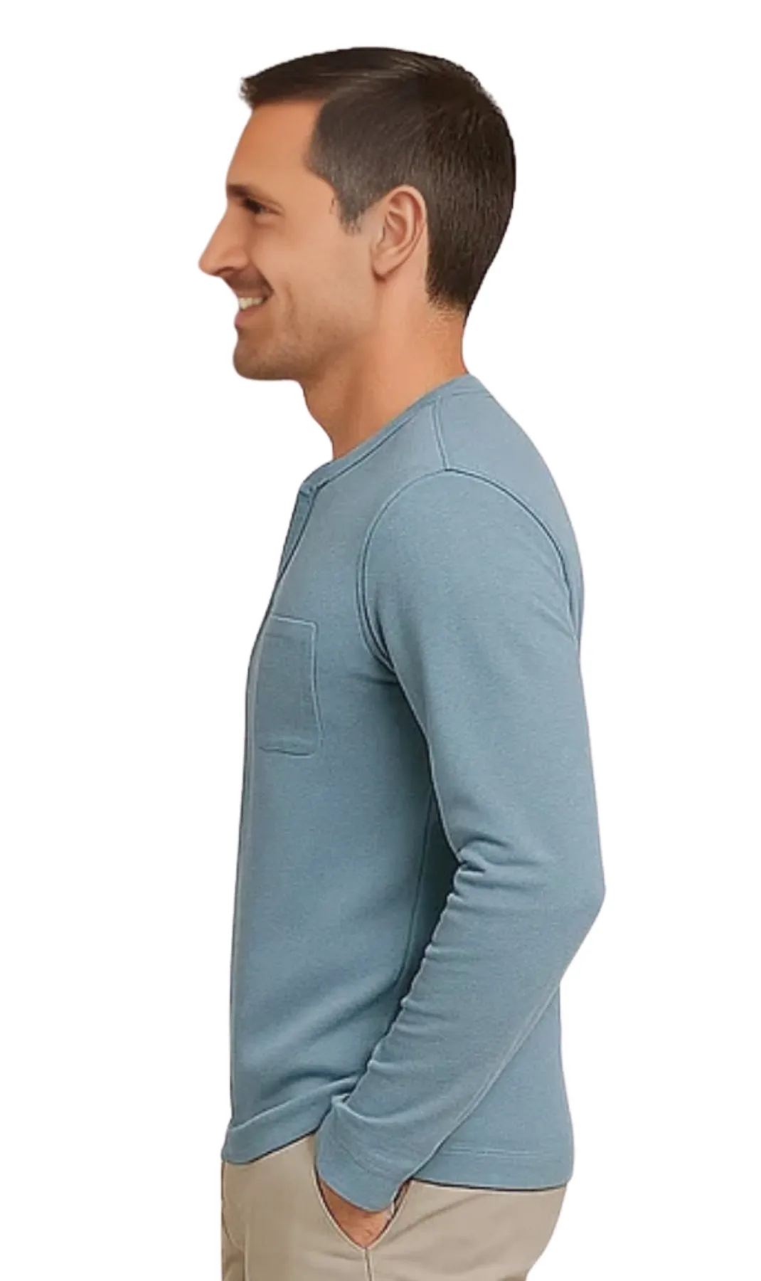 Men's Long Sleeve Henley shirt in cotton blend with 3 Button Placket & Chest Pocket sold by Zulily product image thumbnail 3