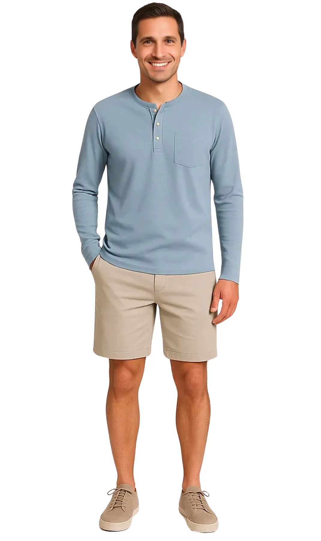 Men's Long Sleeve Henley shirt in cotton blend with 3 Button Placket & Chest Pocket sold by Zulily product image thumbnail 4