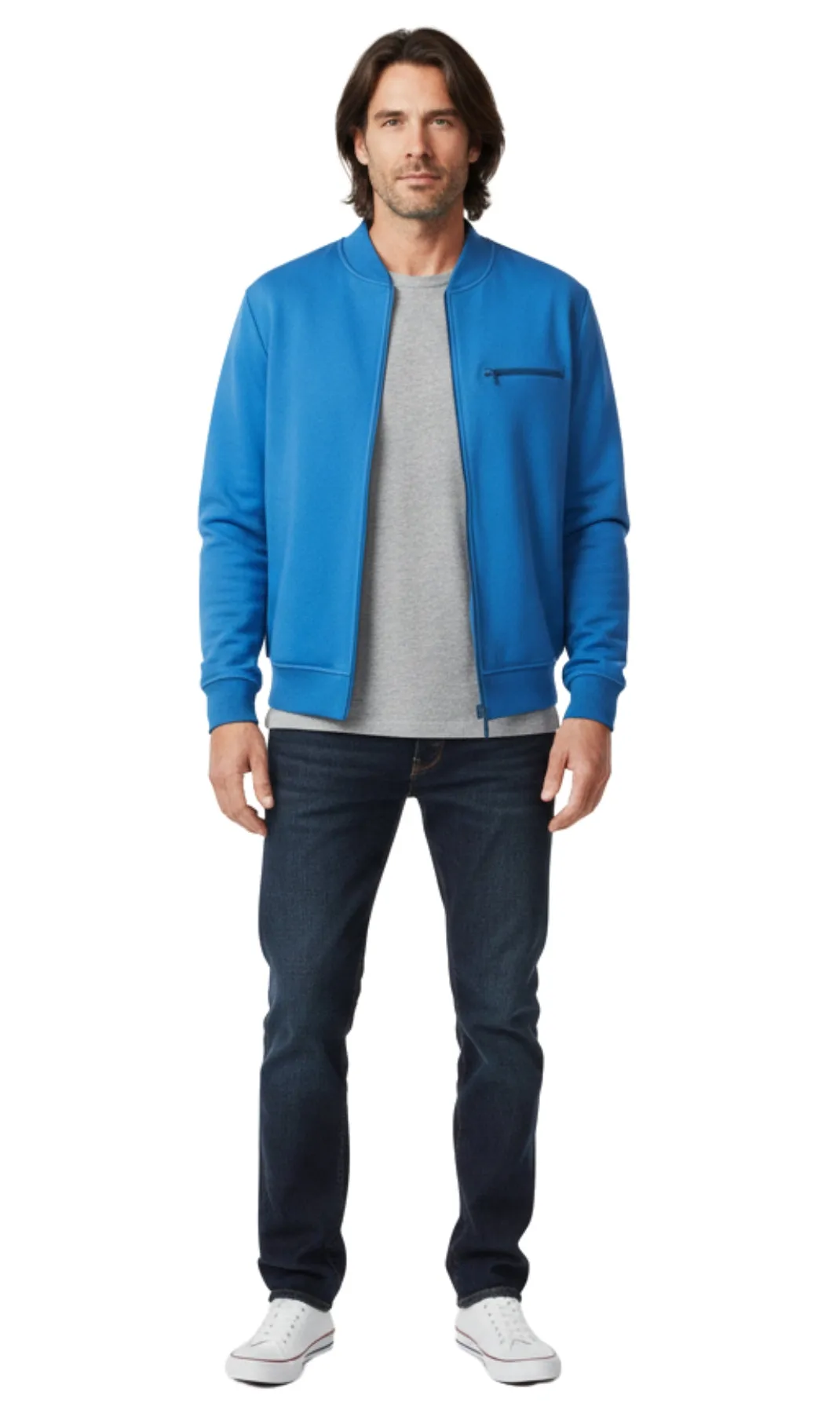 Men's Classic Zip-Up Baseball Fleece Jacket in Lightweight Cotton Blend Fabric with Sporty Edge sold by Zulily product image thumbnail 4