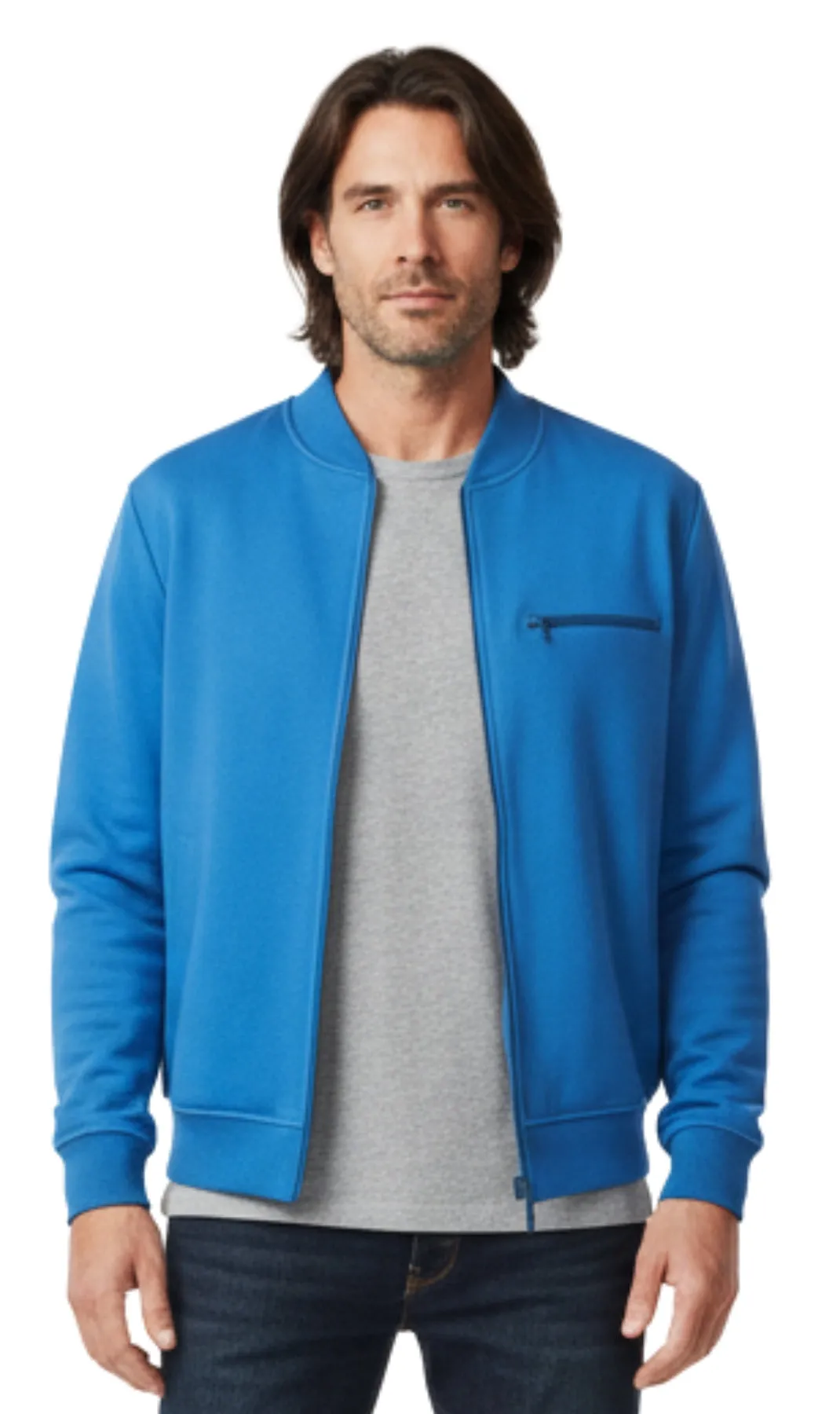 Men's Classic Zip-Up Baseball Fleece Jacket in Lightweight Cotton Blend Fabric with Sporty Edge sold by Zulily