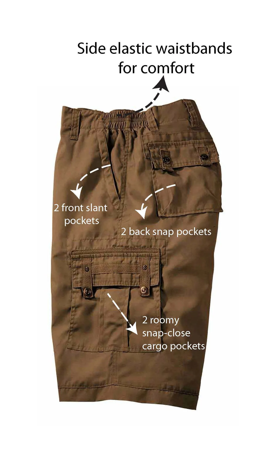 Men's Cargo Shorts with Elastic Waist and Multi Pockets for added comfort sold by Zulily product image thumbnail 2