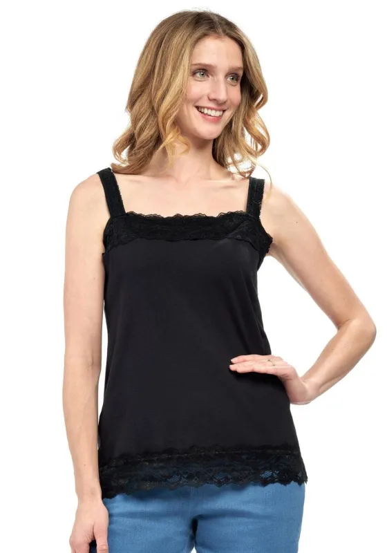Women's Lacey Trim Cotton Blend Tank Top made by Zulily