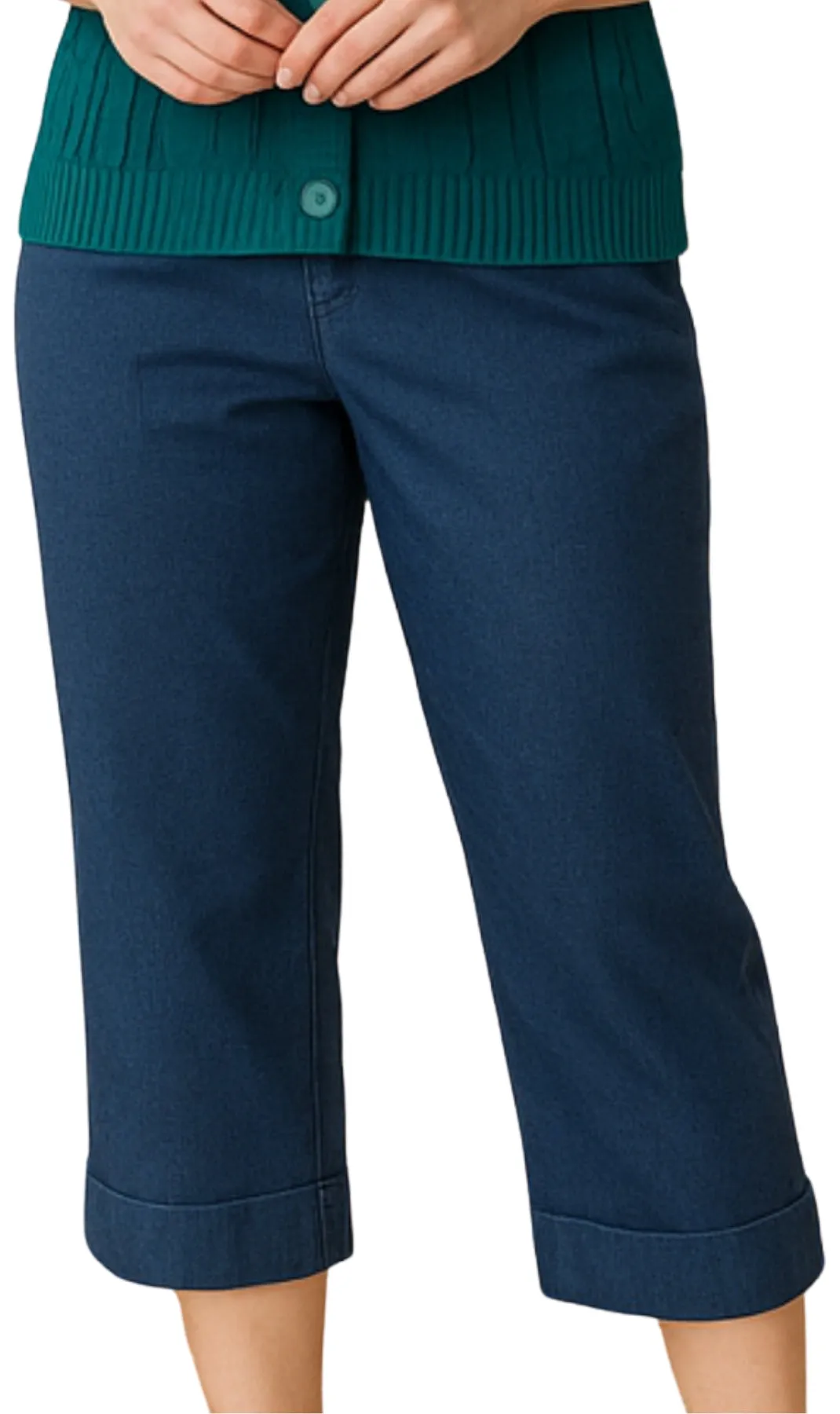 Women's Straight Leg Casual Denim Capri Pants in Cotton Blend Fabric sold by Zulily