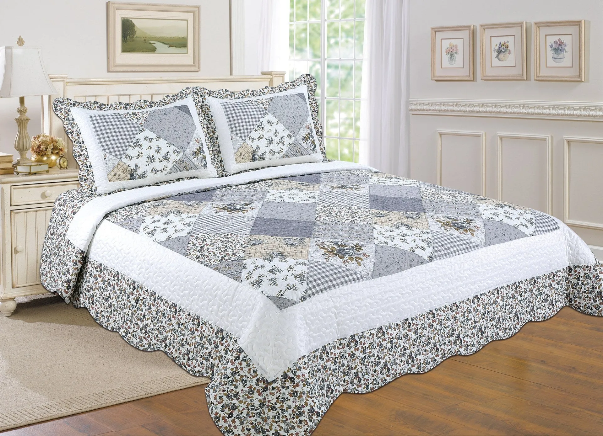 3-Piece Cotton Blend Reversible Quilt Set sold by Zulily