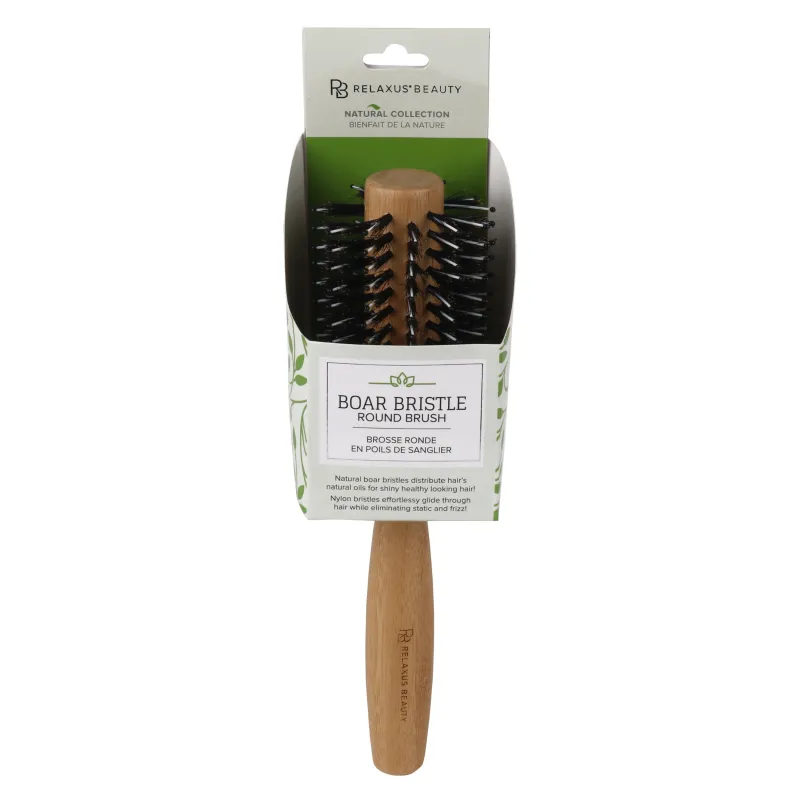 Relaxus Beauty Boar & Nylon Bristle Bamboo 1.1" Round Hair Brush made by Zulily