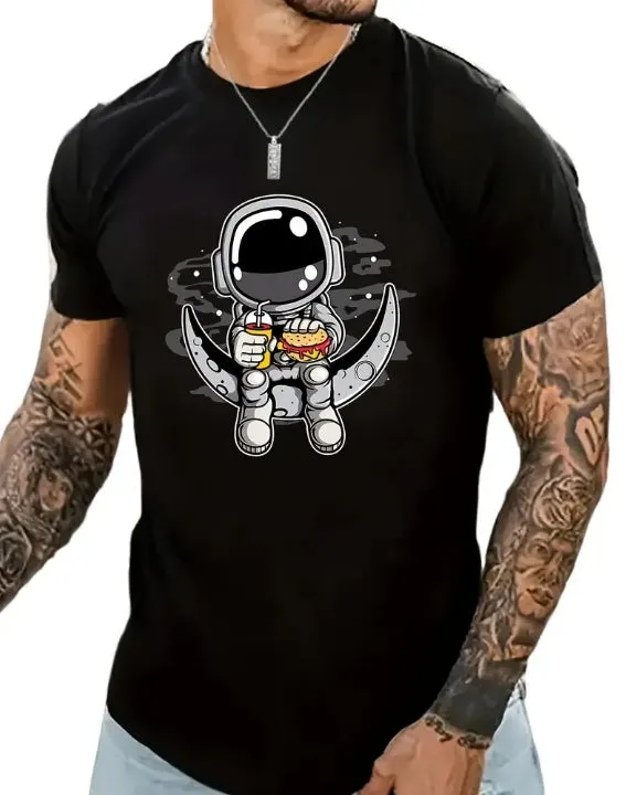 Cartoon Astronaut T-Shirt for Men – Casual Summer Streetwear Tee sold by Zulily product image thumbnail 5