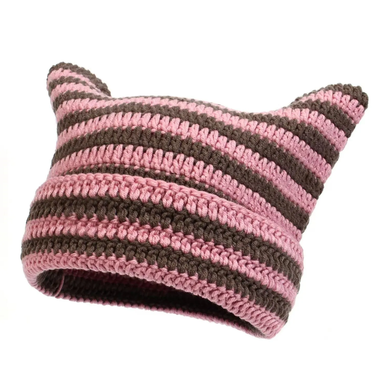 Women’s Hand Knitted Striped Cat Hat – Cute Warm Winter Beanie sold by Zulily product image thumbnail 5