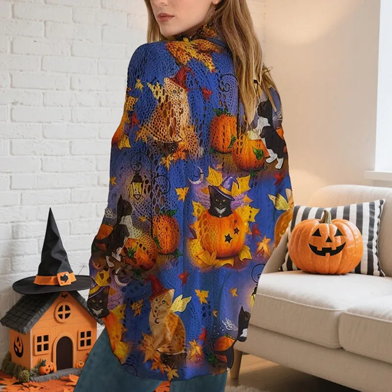 Women’s Hollow Out Batwing Top – Halloween Pumpkin Print Blouse sold by Zulily product image thumbnail 3