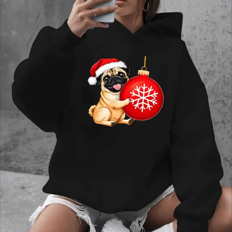Women’s Oversized Christmas Pug Hoodie sold by Zulily