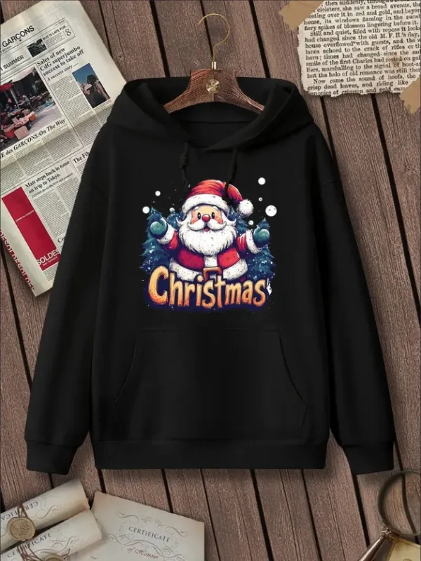 Kawaii Santa Hoodie – Women’s Graffiti Christmas Sweatshirt made by Zulily