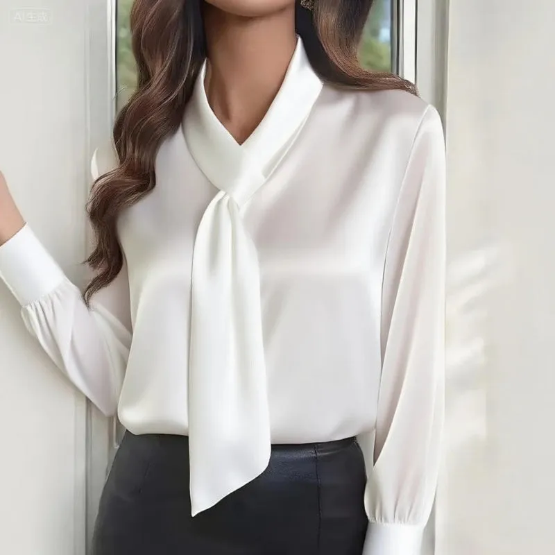 Women's Ribbon Detail Blouse, Lightweight Business Casual Shirt sold by Zulily