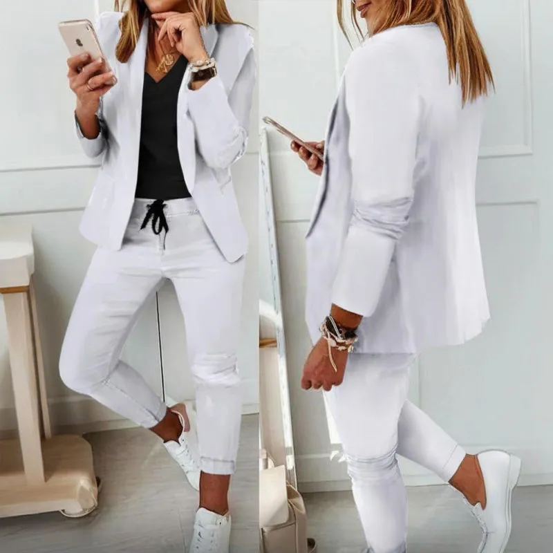 Women’s Notch-Lapel Blazer & Drawstring Pants Suit Set sold by Zulily product image thumbnail 5