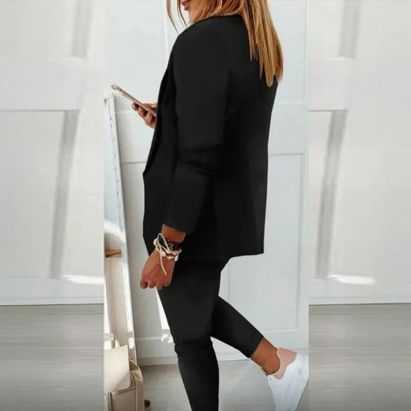 Women’s Notch-Lapel Blazer & Drawstring Pants Suit Set sold by Zulily product image thumbnail 4