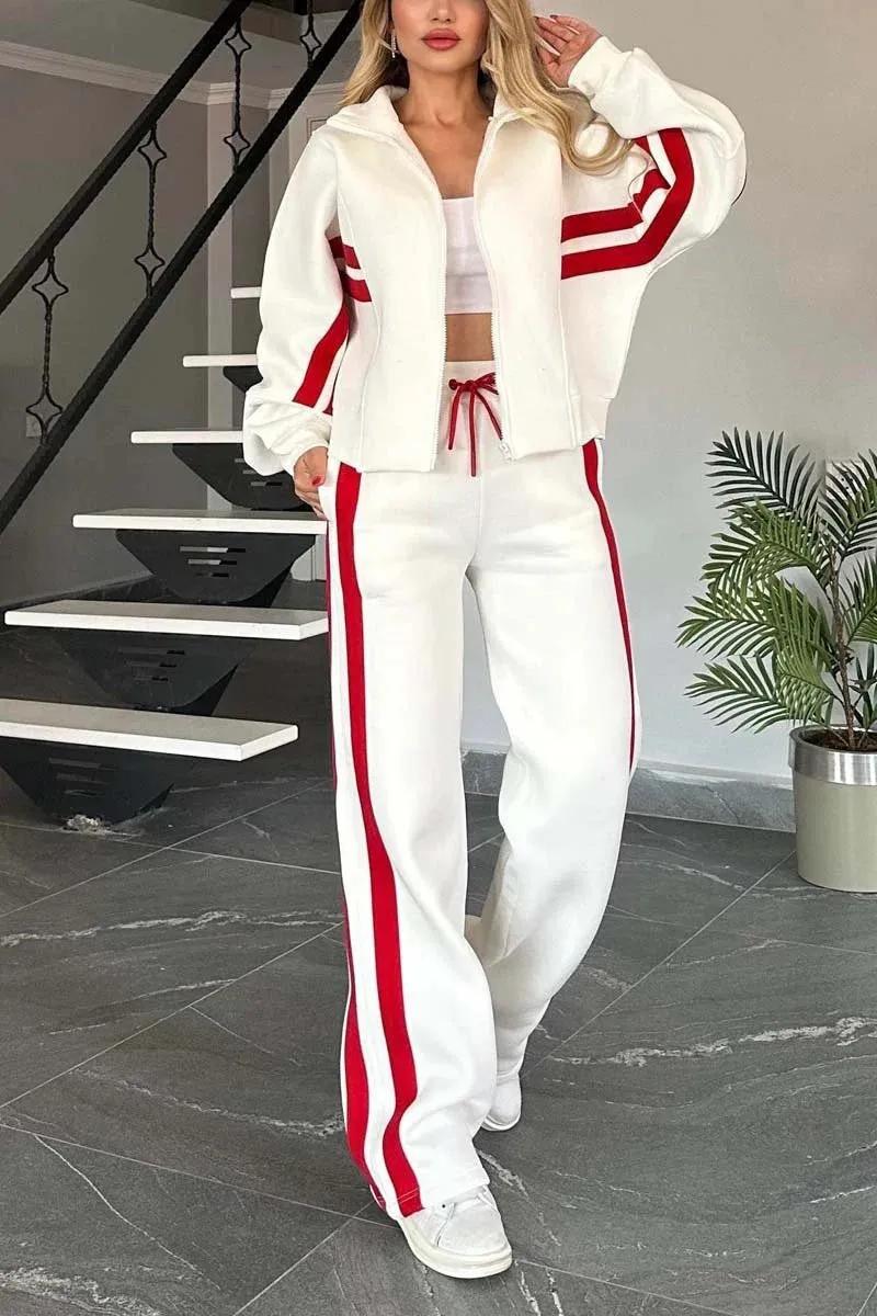 Women’s Y2K Striped Zip-Top Jacket – Retro Track Sports Suit sold by Zulily
