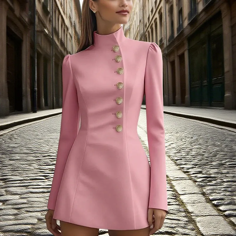 Women’s Stand Collar Blazer Dress – Slim Fit Formal Short Outfit sold by Zulily product image thumbnail 4