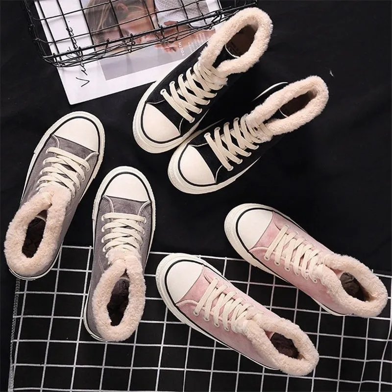 Women’s Warm Canvas Shoes | Plush Cotton Lined Flat Winter Shoes sold by Zulily product image thumbnail 3