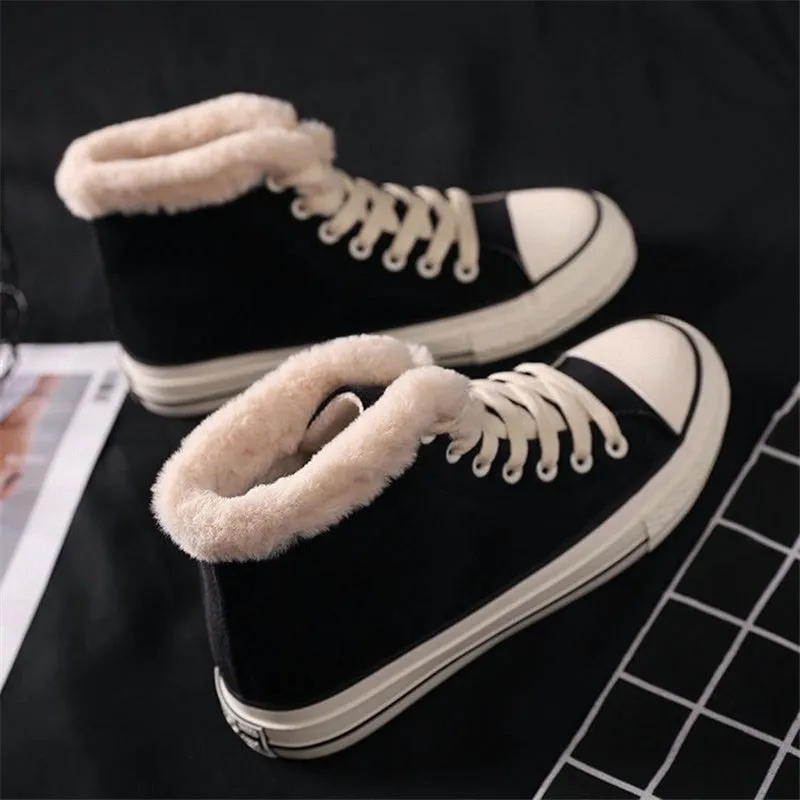 Women’s Warm Canvas Shoes | Plush Cotton Lined Flat Winter Shoes sold by Zulily product image thumbnail 4