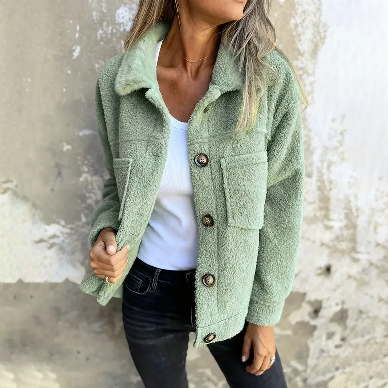 Plus Size Women’s Solid Color Sherpa Jacket made by Zulily