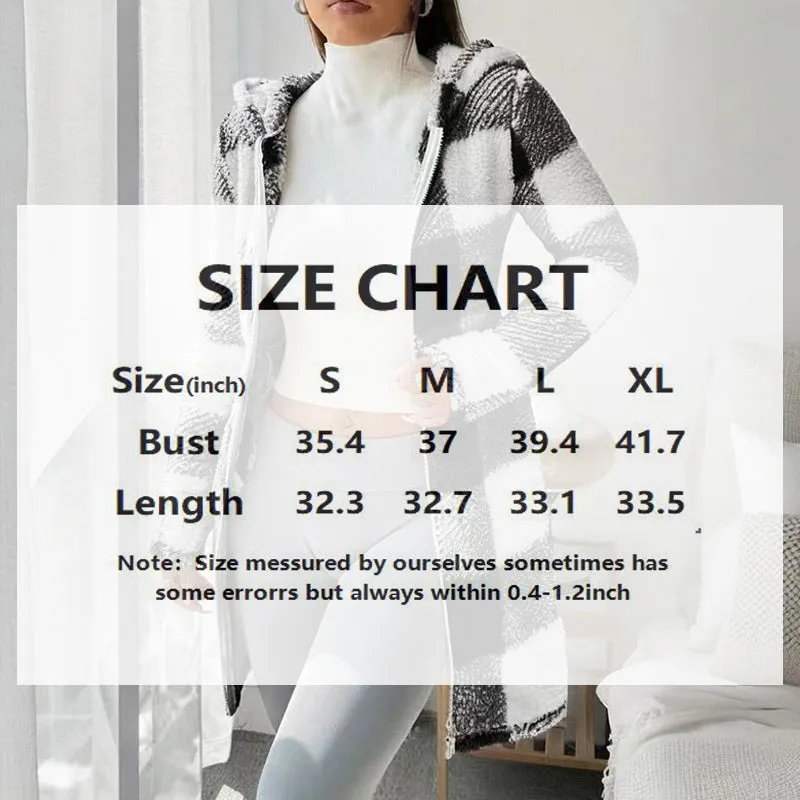 Plaid Hooded Sherpa-Lined Long Coat with Pockets sold by Zulily product image thumbnail 3