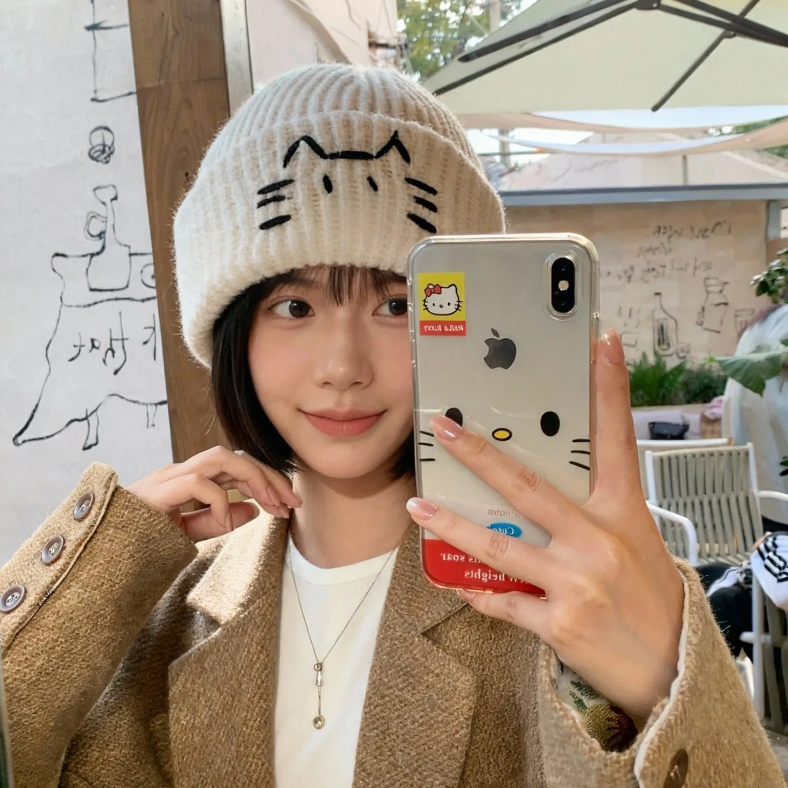 Women’s Cute Cat Line Design Knitted Hat – Warm Fall & Winter Beanie sold by Zulily product image thumbnail 3