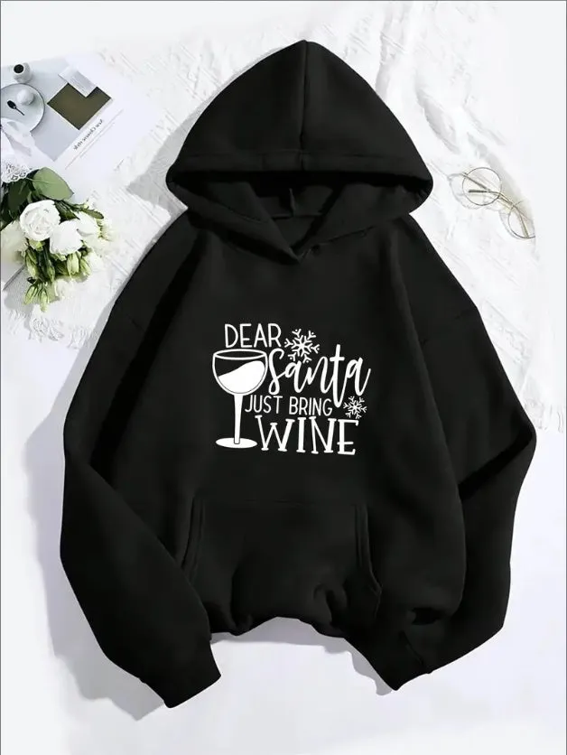 Women’s Christmas Wine Hoodie – Festive Holiday Pullover Sweatshirt sold by Zulily