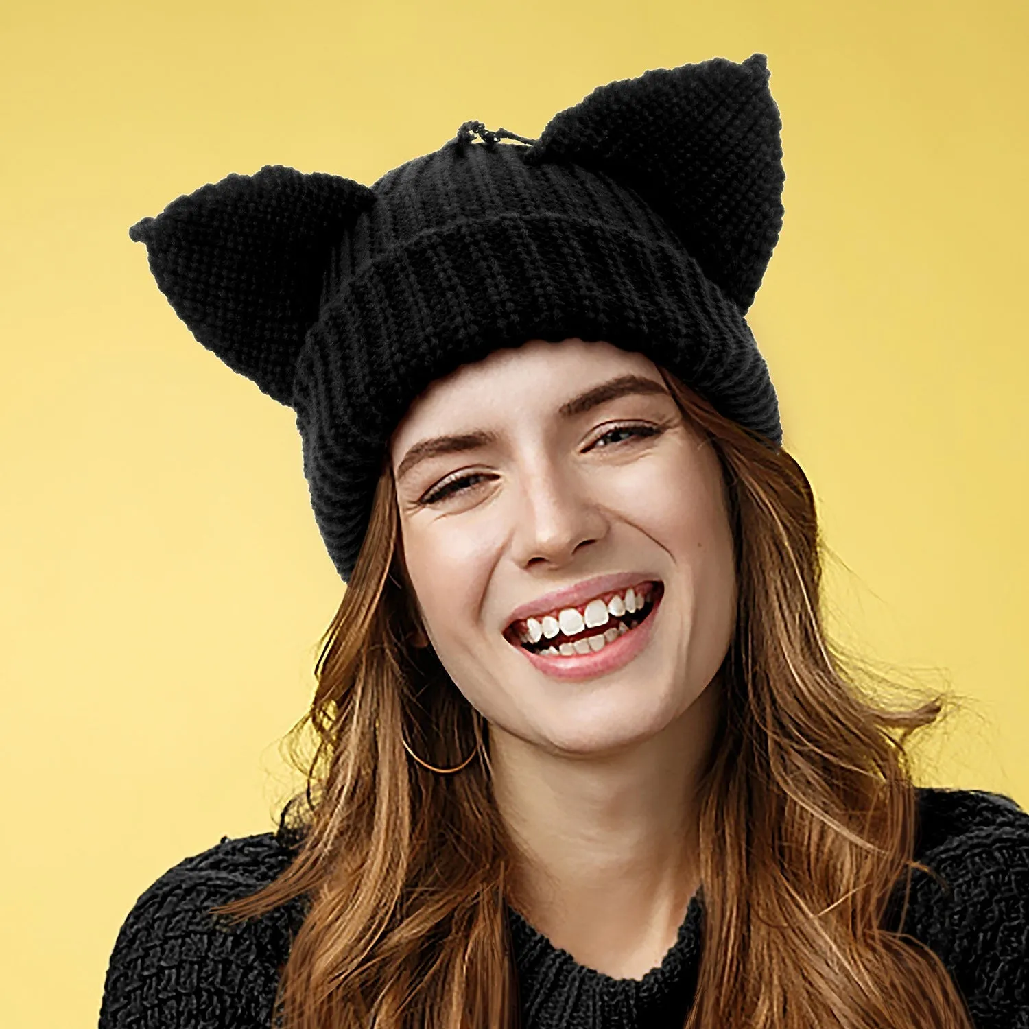Women’s Thickened Acrylic Knitted Hat with Devil Ears | Cozy Beanie sold by Zulily product image thumbnail 2