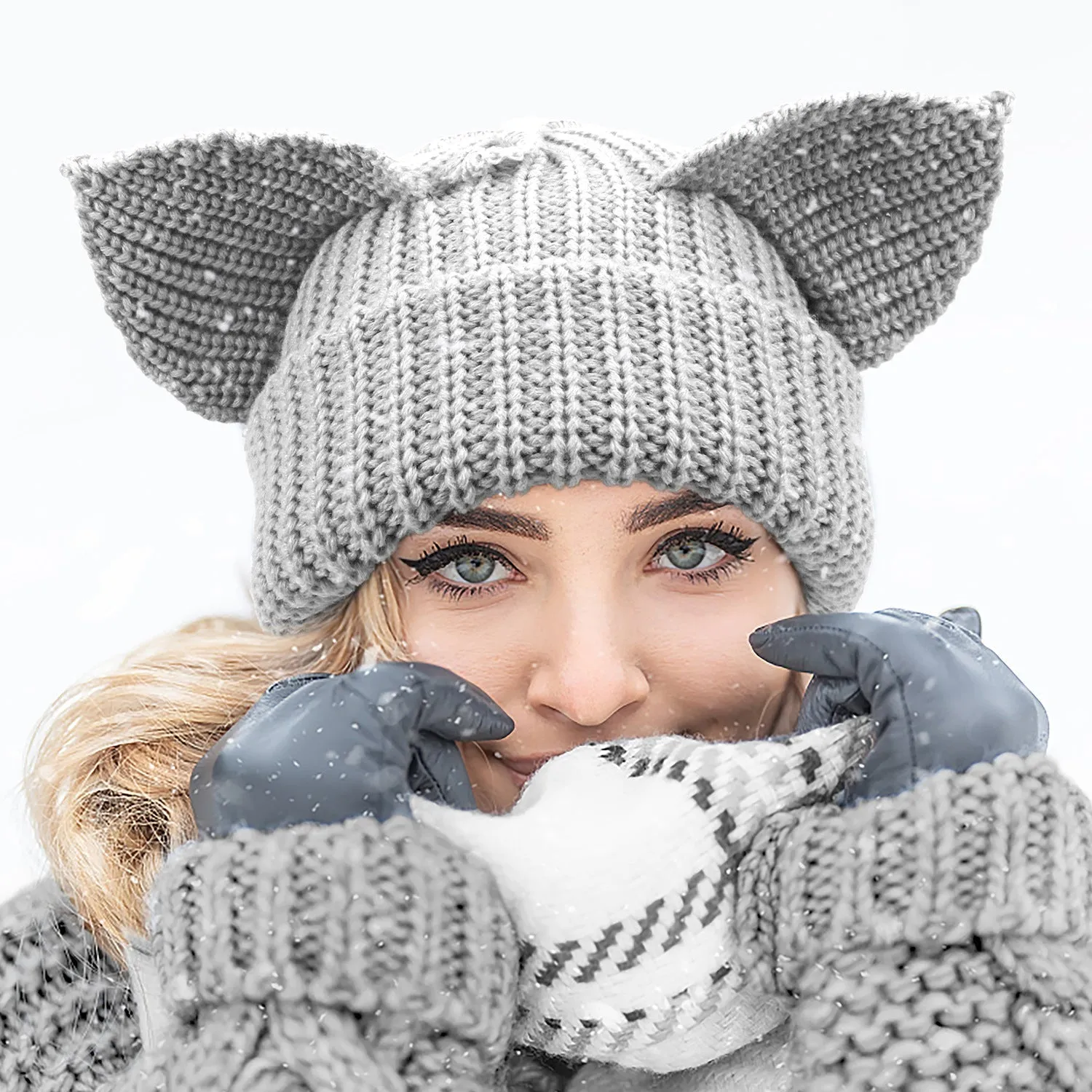 Women’s Thickened Acrylic Knitted Hat with Devil Ears | Cozy Beanie sold by Zulily product image thumbnail 4