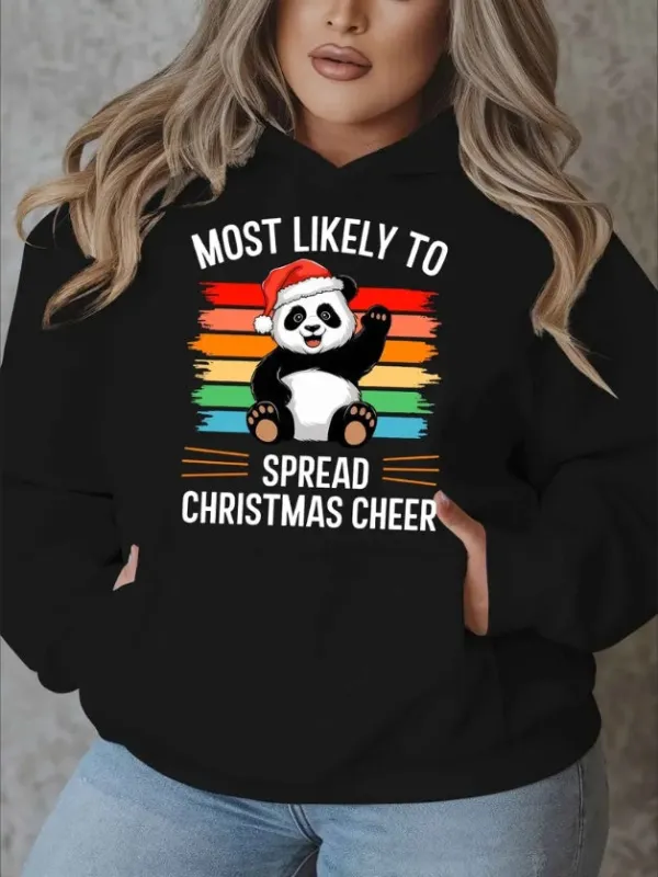 Plus Size Christmas Panda Hoodie made by Zulily