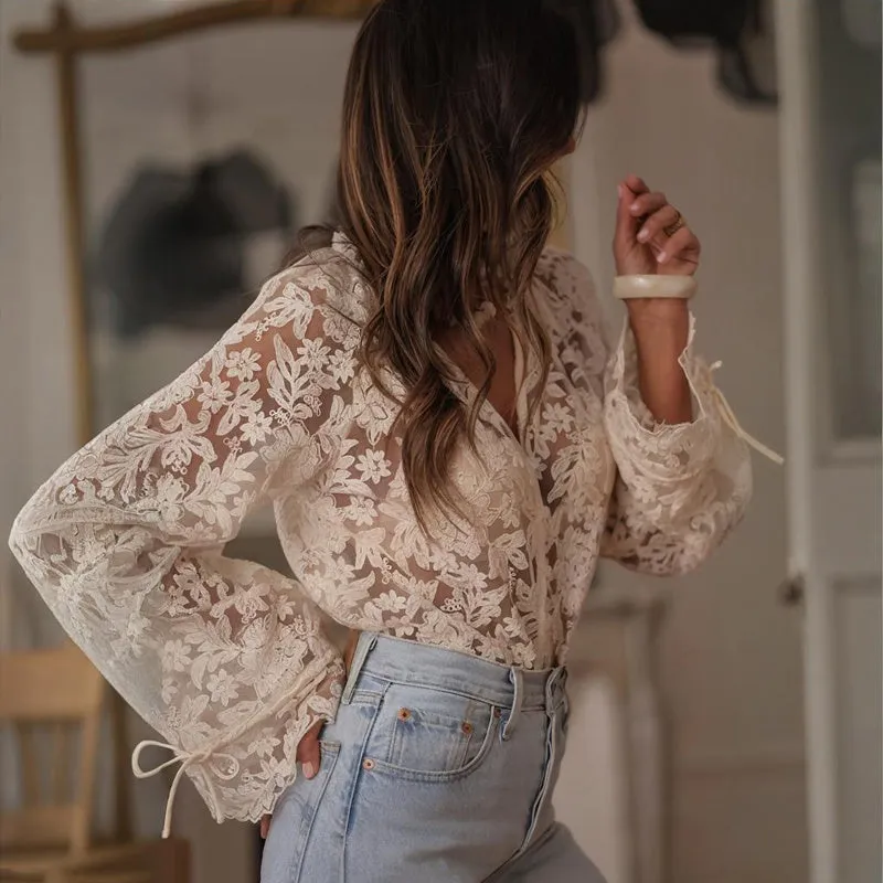 Boho Lace Embroidered V-Neck Blouse sold by Zulily product image thumbnail 3