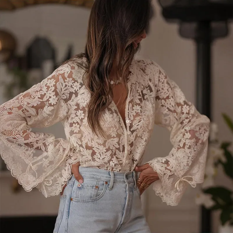 Boho Lace Embroidered V-Neck Blouse sold by Zulily product image thumbnail 4