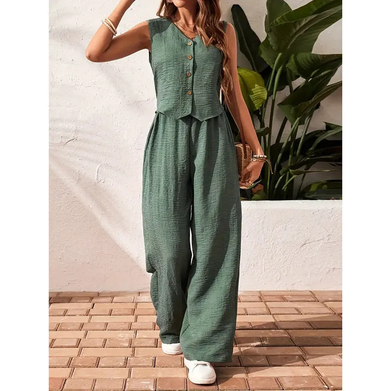 Women’s crop vest blazer wide leg pants set made by Zulily