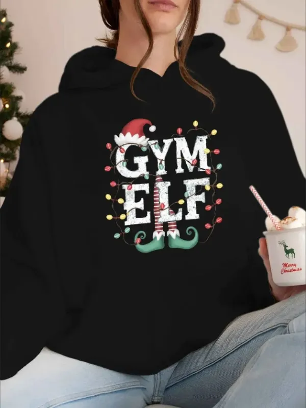 Women’s Christmas Gym Elf Hoodie made by Zulily